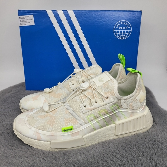 New Adidas NMD_R1 TR 'Off White Solar Green Camo' Men's Running Shoes Size 10 - Picture 1 of 7
